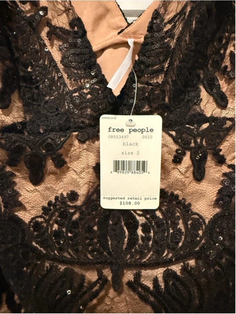 Women's Free People Black & Beige Sequin Mini Dress Size 2